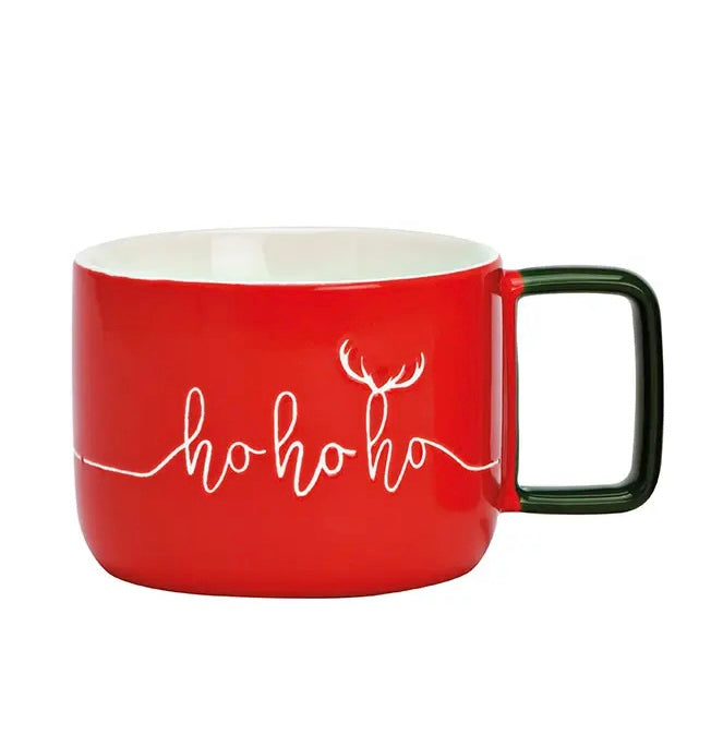 Gobelet décor de Noël en porcelaine rouge