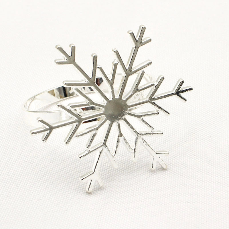 Rond de serviette - Flocon de neige de Noël - Argent