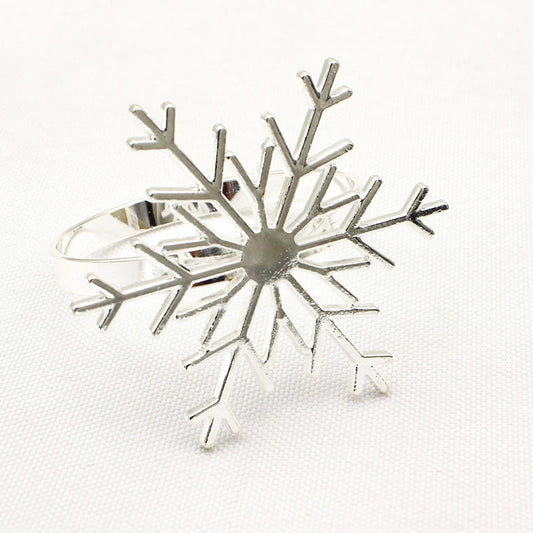 Rond de serviette - Flocon de neige de Noël - Argent