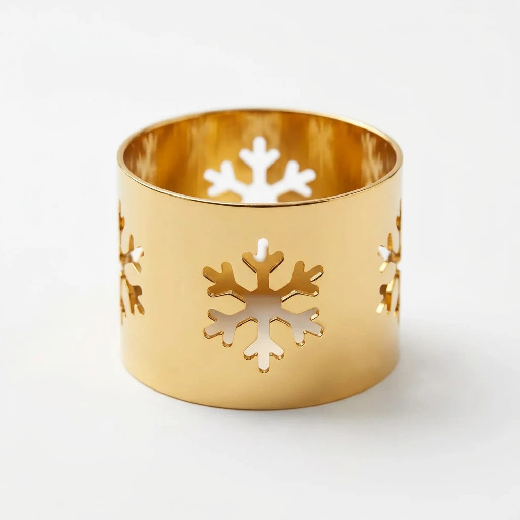 Rond de serviette - Flocon de neige de Noël or