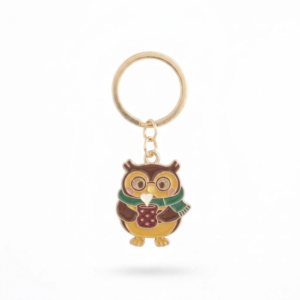 Porte-clés hibou en émail Oliver