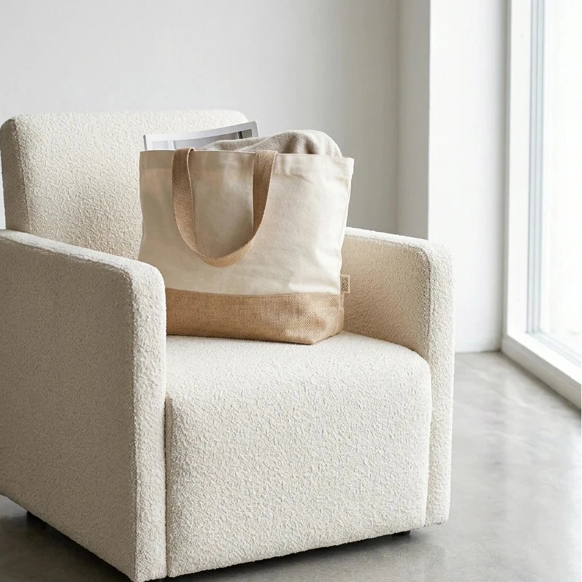 Sac à base en jute avec longue anse