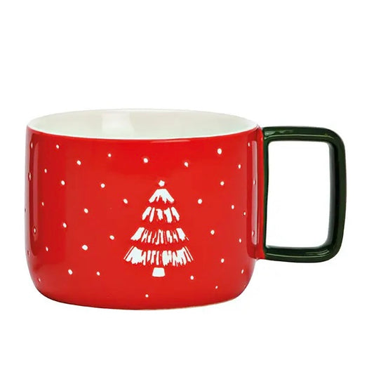 Gobelet décor de Noël en porcelaine rouge