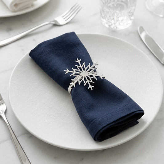 Rond de serviette - Flocon de neige de Noël - Argent