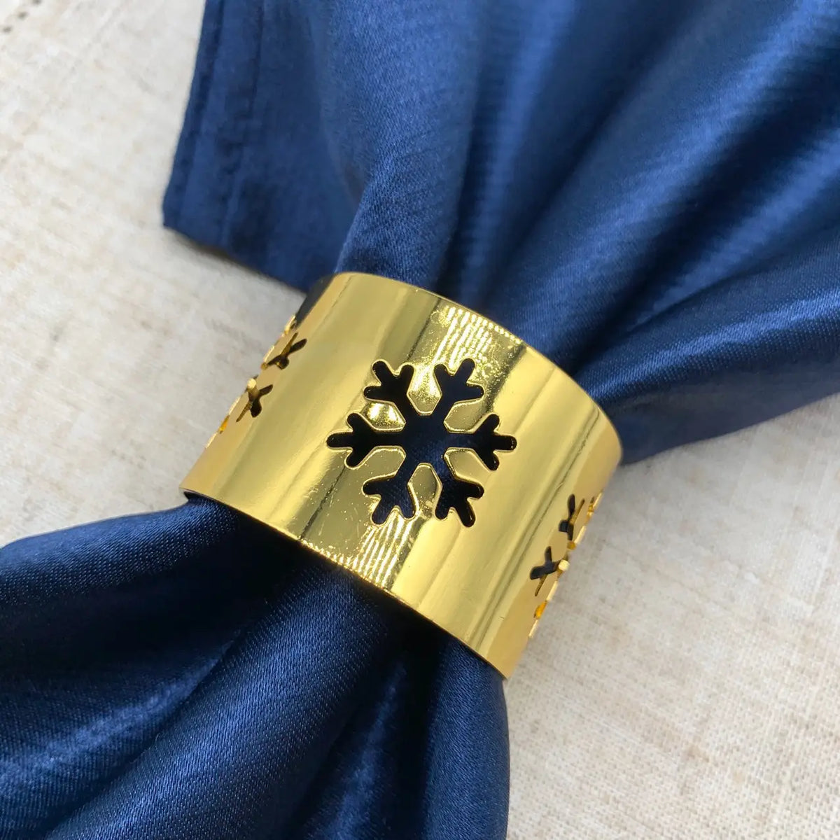 Rond de serviette - Flocon de neige de Noël or
