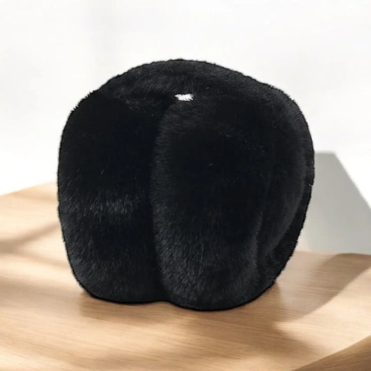 Cache-oreilles noir en fausse fourrure