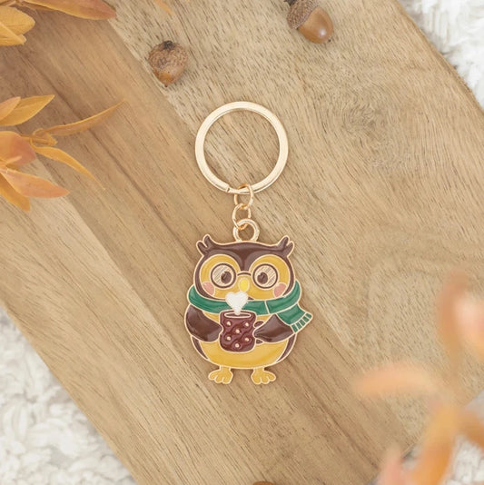 Porte-clés hibou en émail Oliver