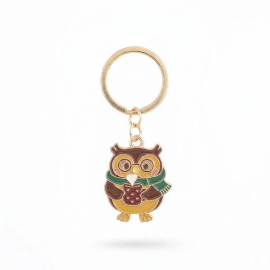 Porte-clés hibou en émail Oliver