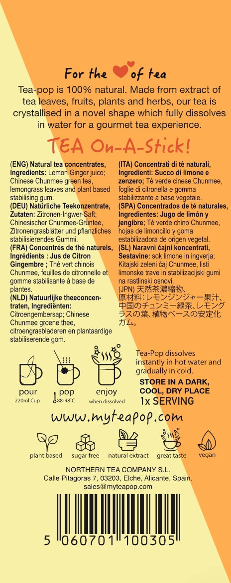 TEA-POP Lemon Ginger – Thé sur bâtonnet
