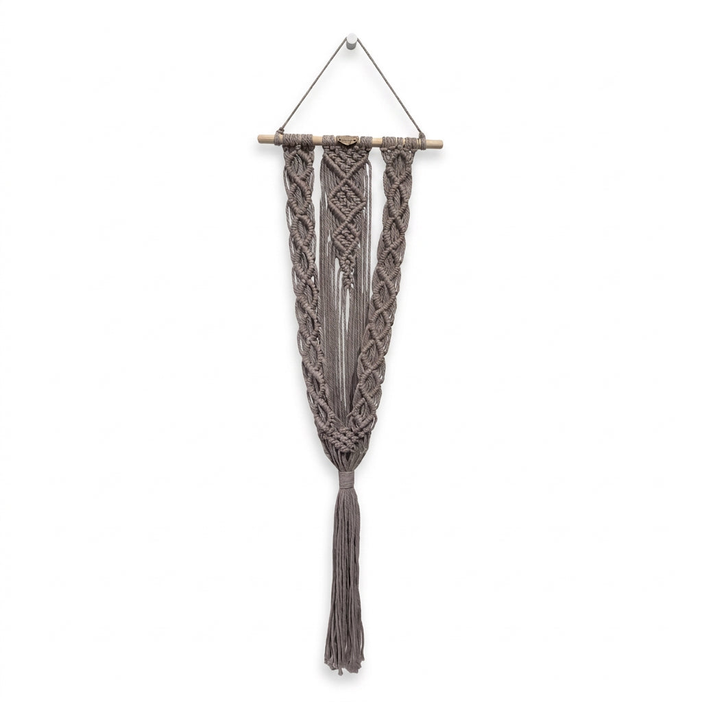 Suspension pour plantes en macramé taupe